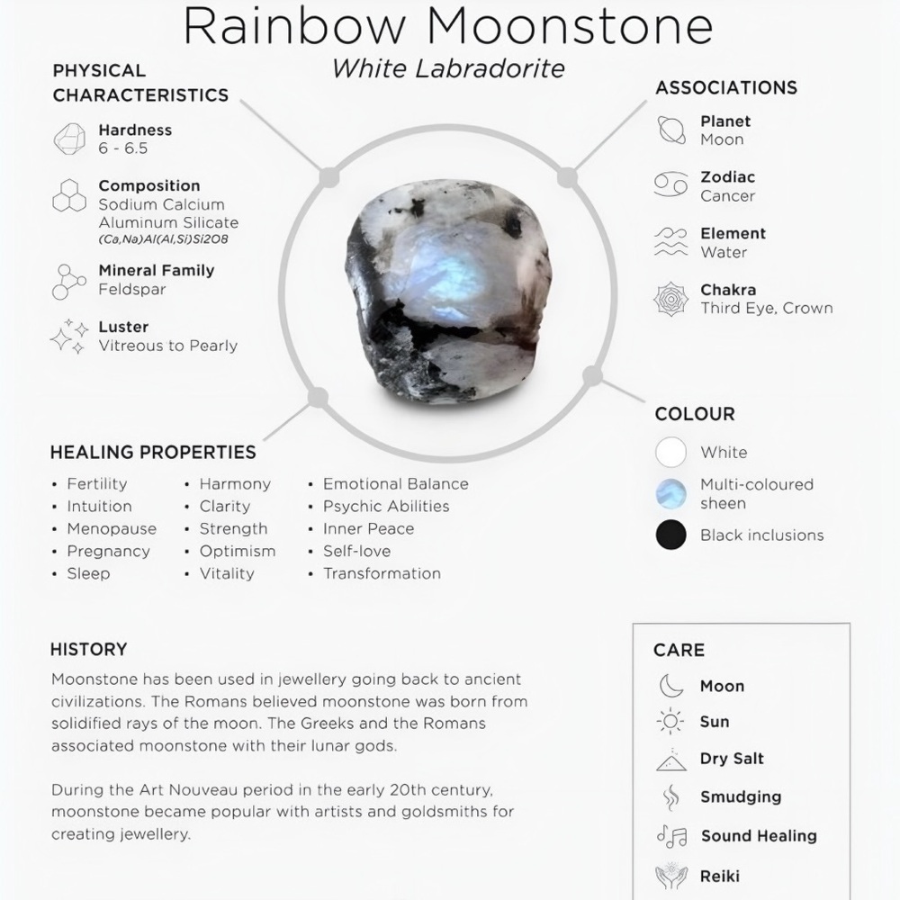 925 Sterling Silver and Triple Natural Rainbow Moonstone Ring - Picture 10 of 13